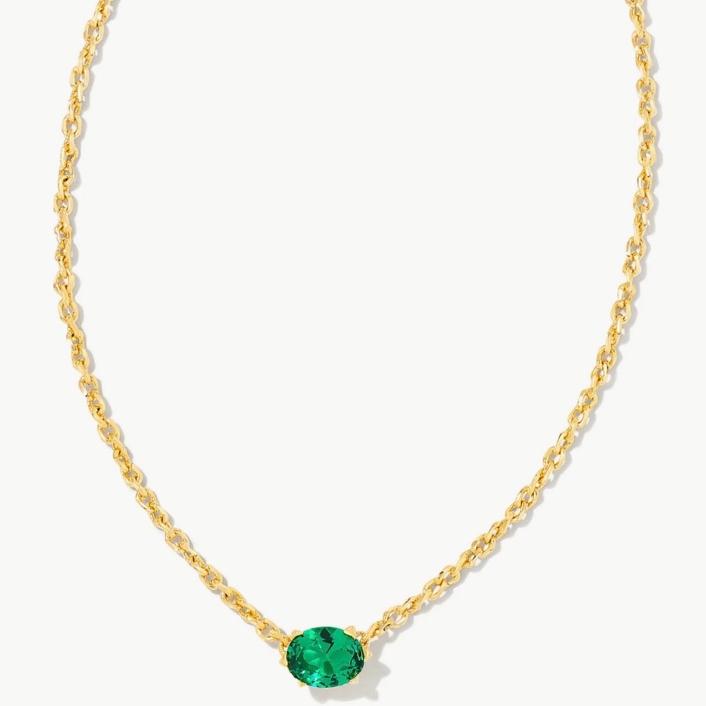 Kendra Scott Cailin Gold Pendant Necklace in Green Crystal